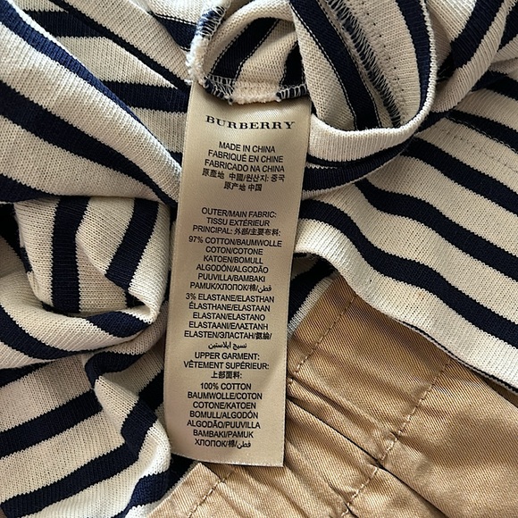 Burberry Brit Authenticated Navy/Khaki Striped Long Sleeve Dress **Sz 2** 🌺🌺 - Picture 6 of 7